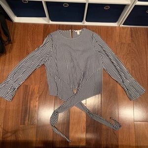 H&M navy & white striped blouse